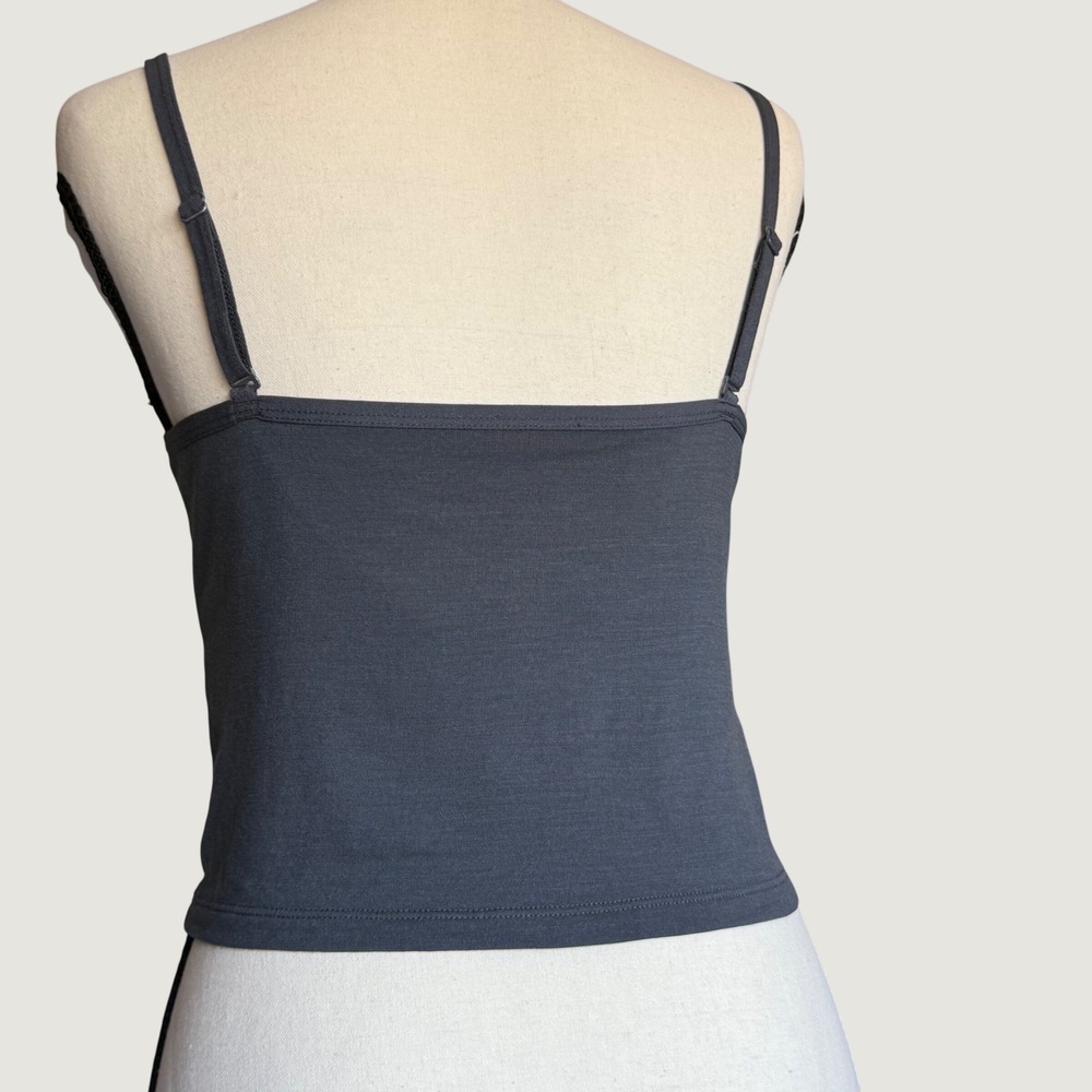 Ridge Merino Bralette Cami Women M Gray Cropped Wool Blend Base Layer Natural - Picture 3 of 11
